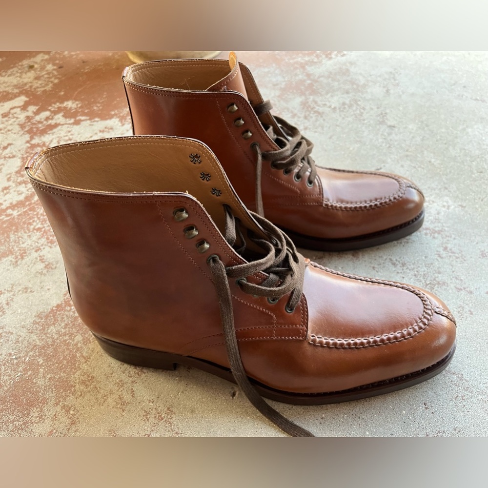 Cortina X Rider Boot Company honey shell cordovan boots.
